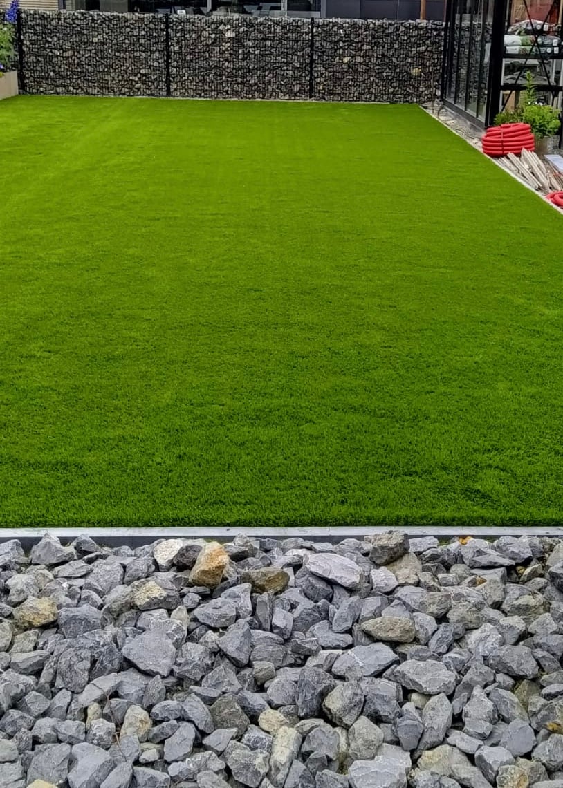 Garden renovation modern with artificial grass