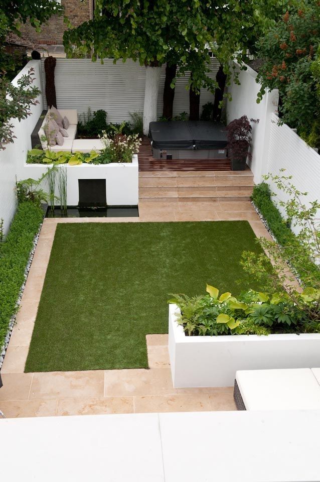 Design pour petits jardins en gazon synthétique