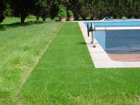 Turf around private pool