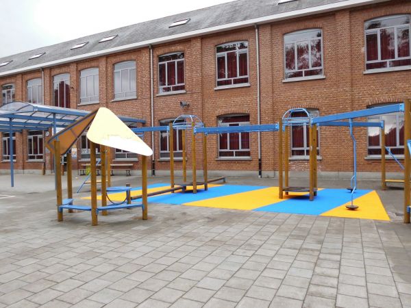 Yellow and blue playground colored carpet