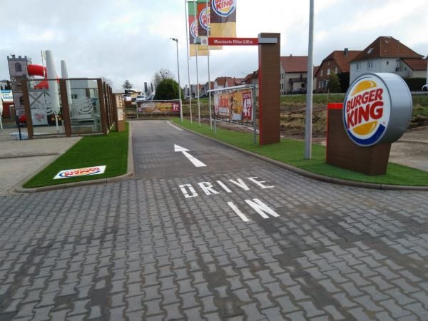 Burger king drive in artificial turf